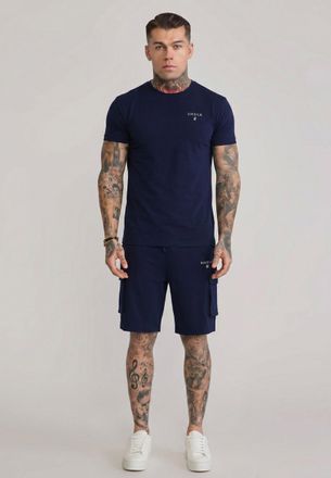 Siksilk Mens Navy T-Shirt and Shorts Set XXL