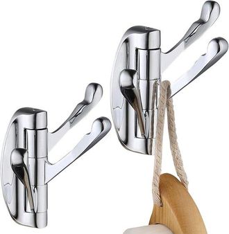OEM Gancho Giratorio, Ganchos, Gancho Plegable De Metal Macizo Para Toallas Con M&uacute;ltiples Brazos Giratorios Triples, Color Plata, 9,5 X 10,8 Cm