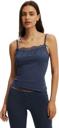 Cotton On Womens Dreamy Soft Lace Overlay Cami in Steely Blue Wash at Nordstrom, Size Medium