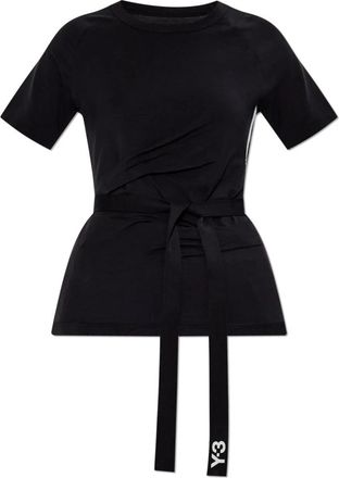 Yohji Yamamoto Tops, Dames, Zwart, 2Xs, T-shirt met trekkoorden