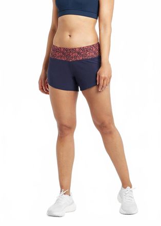 Oiselle Womens Roga Shorts In Ink Blue/redwood Monarch