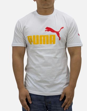 Puma Mens Puma Mens T Shirt Essentials Logo Crew Neck Pullover Short Sleeve Casual Cotton - White - Size: 40