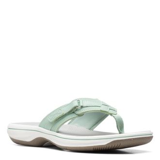 Clarks Womens Breeze Sea Flip-Flop, Pale Green Synthetic, 9 UK