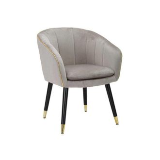Mauro Ferretti Sill&oacute;n de tela gris con acabados dorados cm 62x58x78