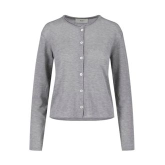 Dunst Summer Essential Crewneck Cardigan - female - Dunst - Cardigans - Gray - L - Knitwear