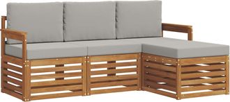 vidaXL Conjunto De Sof&aacute;s De Exterior 4 Uds. Gris Natural Y Claro Vidaxl