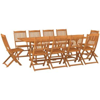 vidaXL Set Comedor De Jard&iacute;n 11piezas Madera Maciza Acacia 220x90x75cm Vidaxl