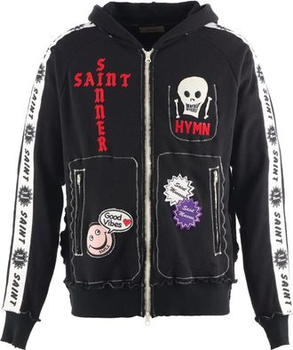 Saint Mxxxxxx x A LOVE MOVEMENT appliqué hoodie - Black