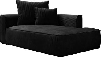 Vente-Unique Chaise longue derecha de pana negro PINETA