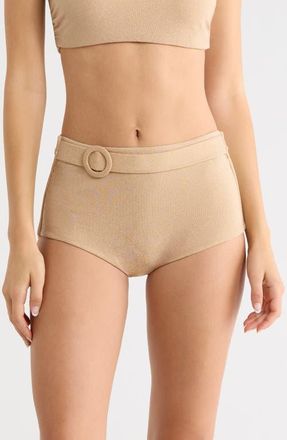 Ramy Brook Danica Belted Metallic Swim Bottoms in Gold at Nordstrom, Size X-Large