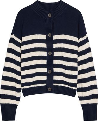 Frame Denim Striped Cotton Cardigan - Navy - S (UK8-10 / S)