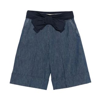 Valentino Garavani Denim Shorts, female, Blue, Size: XS Denim Bermuda Shorts with Oversized Bow