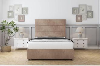 Comfort Beds Rosa Naples Divan Set 4 Drawers-54 Headboard in Light Brown | Size: Super King