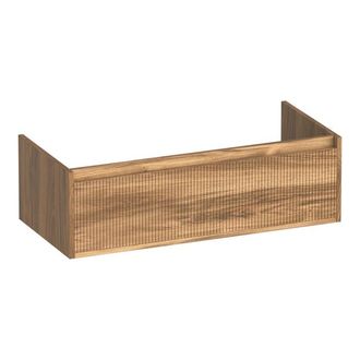 Marcel Breuer Hope Wavy wastafelonderkast 100 1 softclose lade greeploos - 1 sifon uitsparing - Honey