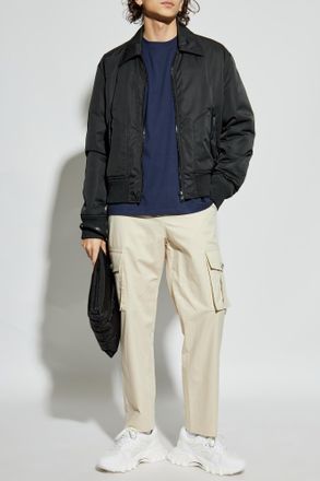 Balmain T-shirt With Printed Logo, Mens, Navy Blue