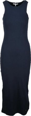 Tommy Hilfiger Kleedjes, Dames, Blauw, 2Xs, Ribbed Maxi Jurk