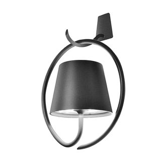 Zafferano Aplique led de aluminio negro recargable con gancho