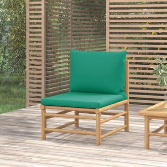 vidaXL Sof&aacute; Central De Jard&iacute;n Bamb&uacute; Con Cojines Verde Vidaxl