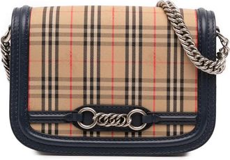 Burberry 2000-2017 Haymarket Check Canvas 1983 Link Flap shoulder bag - women - Calf Leather/Canvas/Leather - One Size - Blue