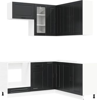 vidaXL Unidad De Cocina Porto 8 Uds. Negro Madera De Ingenier&iacute;a Vidaxl