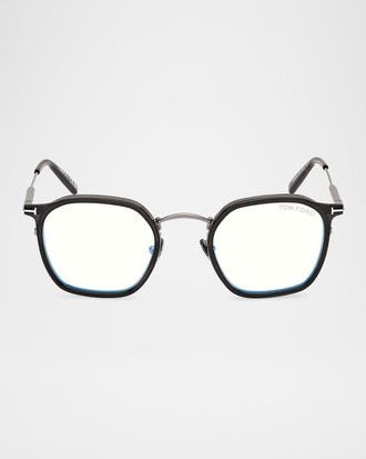 Tom Ford Men & apos;s FT5974-BM Square Blue-Block Optical Frames
