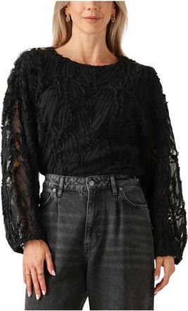 Co'Couture Shania Fluffy Blouse - Dames - Blouses - Zwart - S - Overhemden