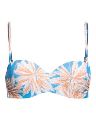 Roxy Bandeau-Bikini-Top ROXY ROXY Love The Beach Vibe, Damen, Gr. L, Cup B, blau (azure blau palm island), Obermaterial: 74% Nylon, 26% Elasthan;, Bikini-O