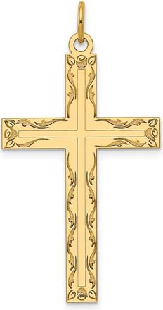 Diamond2Deal 14k Yellow Gold Laser Designed Cross Pendant