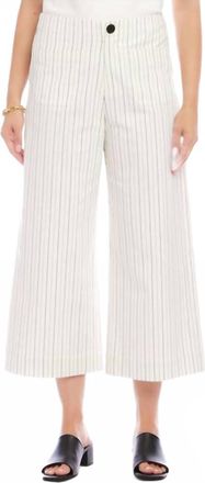 Karen Kane Stripe Cropped Wide-Leg Pants In Off White With Black