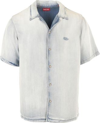 Diesel Short-Sleeve Casual Shirt with Light Wash Effect
