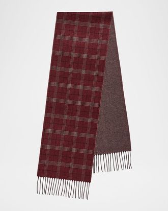 PIACENZA 1733 Men & apos;s Baltazar Herringbone to Plaid Silk and Cashmere Scarf