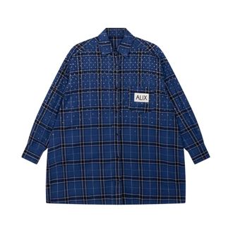 ALIX The Label Alix The Label - Studded Check Blouse Dress - Dames - Jurken - Blauw - Maat: S Katoen