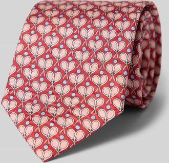 Blick. Krawatte aus Seide mit Allover-Muster in Rot, Gr&ouml;&szlig;e 1
