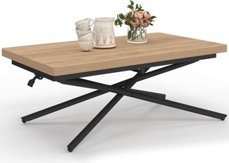 IDMarket Tavolino 2 In 1 Trasformabile In Tavolo Da Pranzo Rettangolare Alix 100 Cm, In Legno E Nero