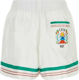 Casablanca Womens Shorts White Silk Chino