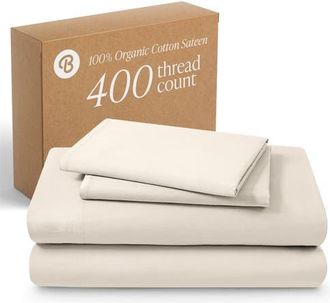 Bare Home 400 Thread Count Organic Cotton Sateen Sheet Set in French Beige at Nordstrom, Size Twin X-Long
