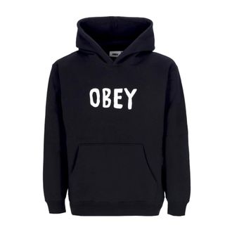 Obey Hoodies, male, Black, Size: XL Premium Hooded Fleece Black Mens Hoodie