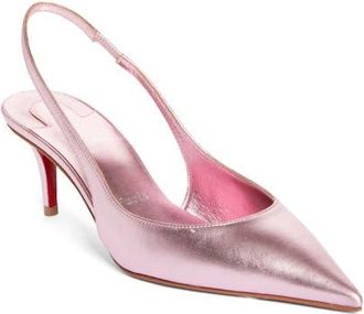 Christian Louboutin Miss Z Metallic Pointed Toe Slingback Pump in Baby Pink at Nordstrom, Size 10.5Us