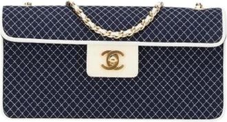 Chanel Pre-owned Shoulder Bags, female, Blue, Size: ONE SIZE Pre-owned Canvas Shoulder Bag
