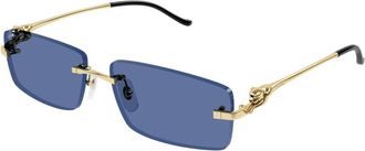 Cartier Randloze rechthoekige zonnebril - unisex - Accessoires - Geel - Maat: 58 MM