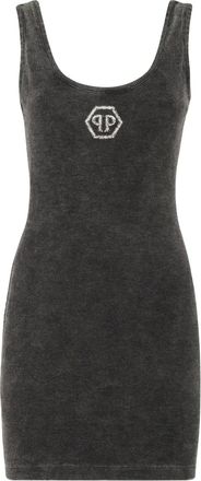 Philipp Plein Abito corto Hexagon a coste - Grigio