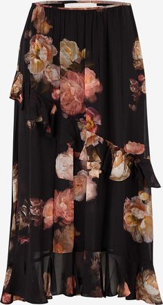 Zimmermann Asymmetrischer Volant-Maxirock mit Blumenmuster Hypnotic