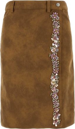 Des_Phemmes Camel Synthetic Leather Skirt