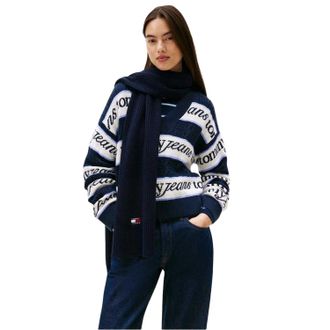 Tommy Jeans Unisex geribbelde sjaal voor volwassenen (Donkere marine)