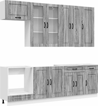 vidaXL Unidad De Cocina Kalmar 8 Uds. Sonoma Gris Madera De Ingenier&iacute;a Vidaxl