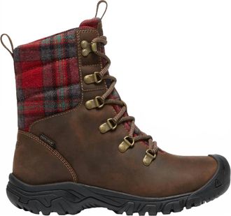 Keen Womens Greta Low Waterproof Insulated Boot In Brown/red Plaid