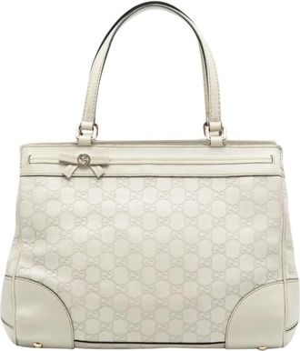 Gucci Pre-owned Handbags, female, White, Size: ONE SIZE Pre-owned Leather Tote Bag