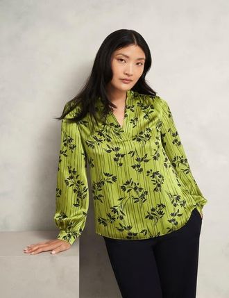 Hobbs London Fara Blouse in Green Navy at Nordstrom, Size 16