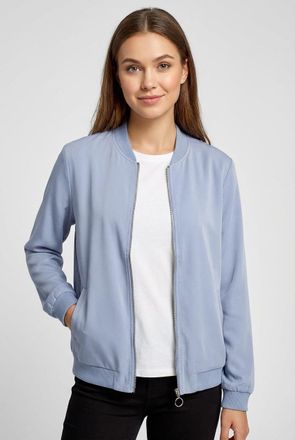 Vero Moda Bomberjacke VERO MODA VMCOCO L/S BOMBER NOOS, Damen, Gr. M, brunnera blau, Web, Obermaterial: 96% Polyester, 4% Elasthan, unifarben, regular fit norma