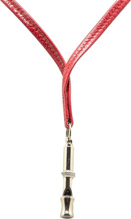 Herm&egrave;s Red Leather Ultrasonic Dog Whistle Necklace